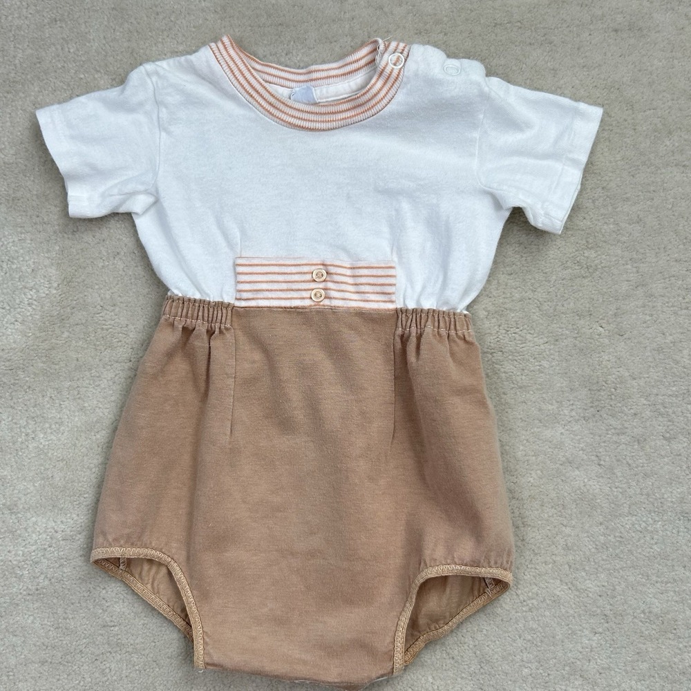 Vintage Carters Cotton Romper Boys One Piece 6 Months Snap Summer